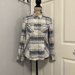 Style & Co. Navy and White Plaid Utility Jacket